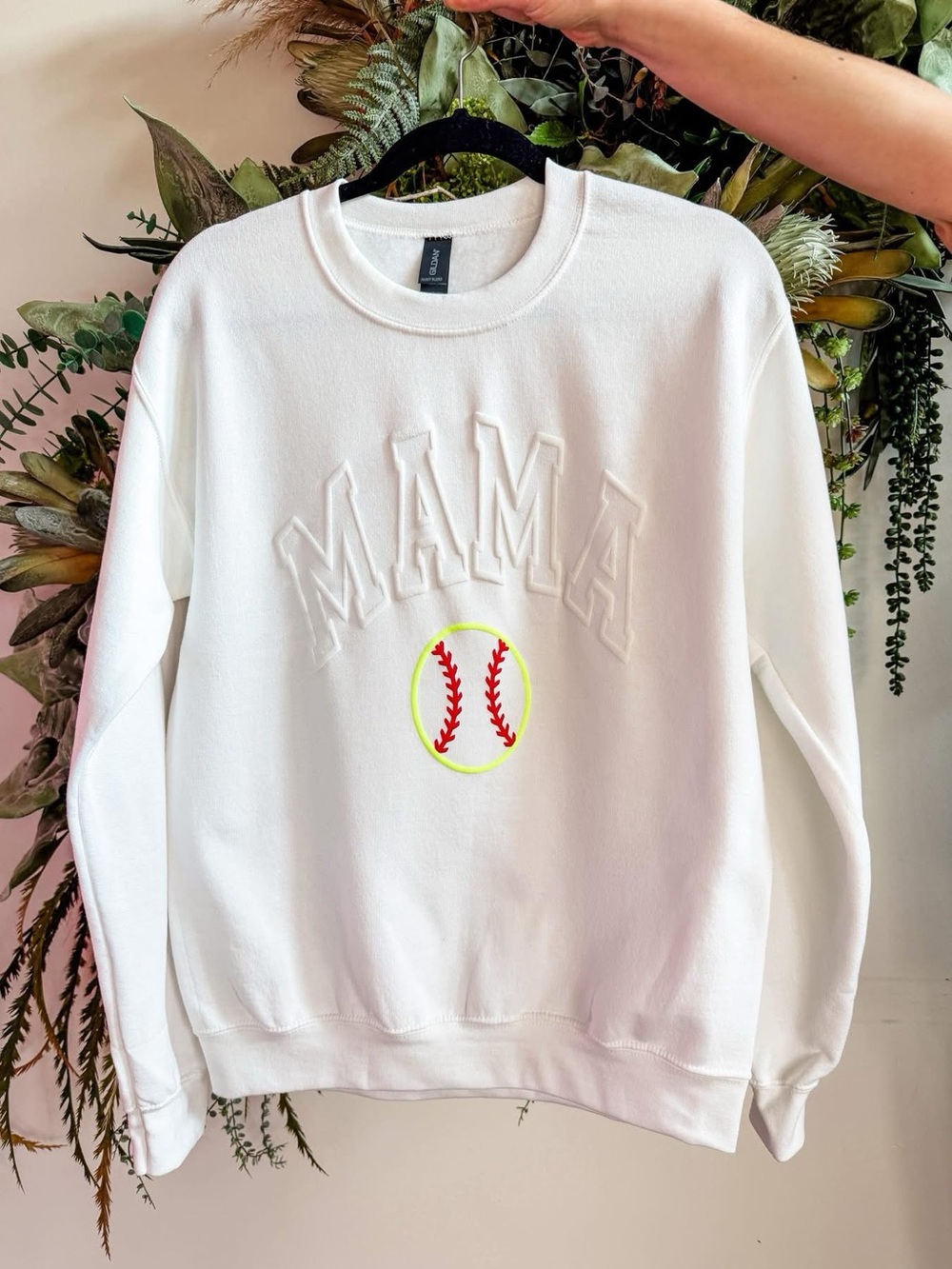 Mama Softball Crewneck Sweatshirt - White